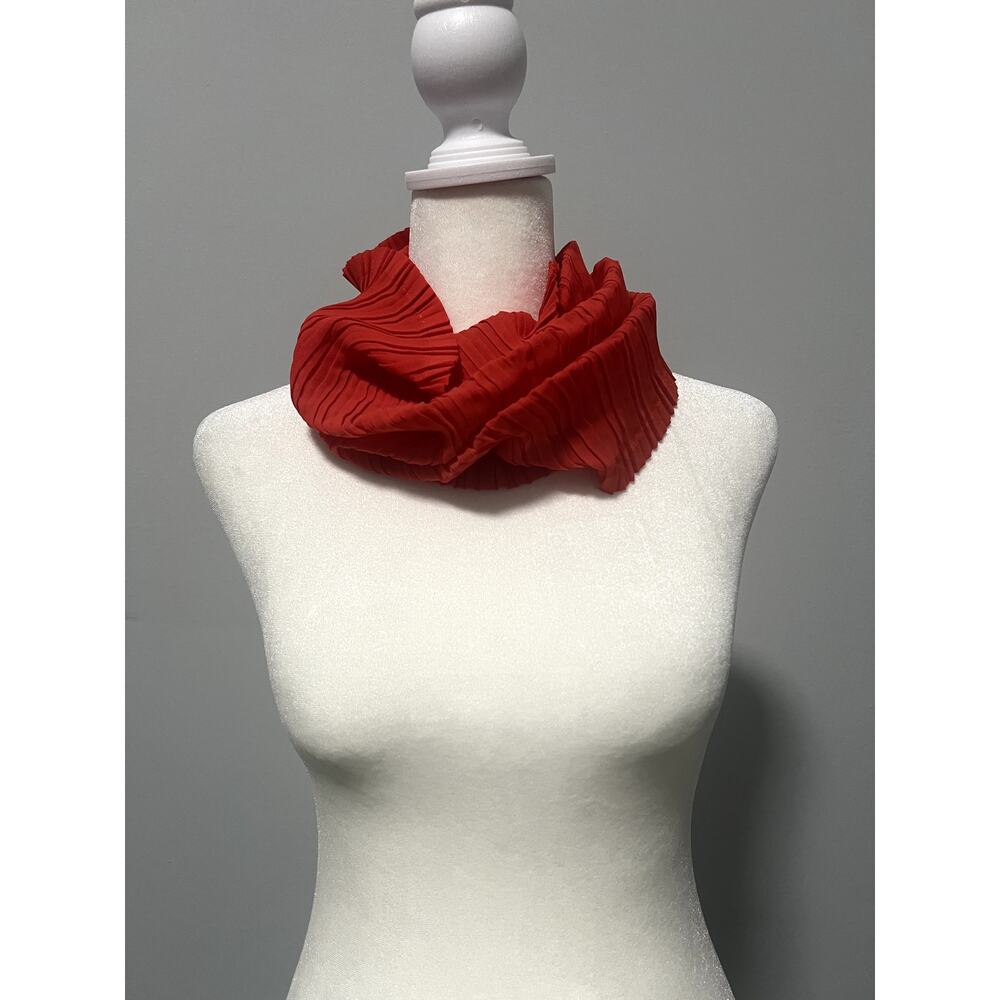 Orange Red Ruffle Scarf/ Neck Wrap